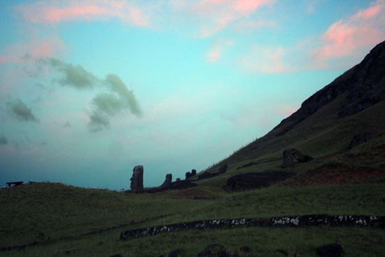 Ranu Raraku at dawn, Easter Island